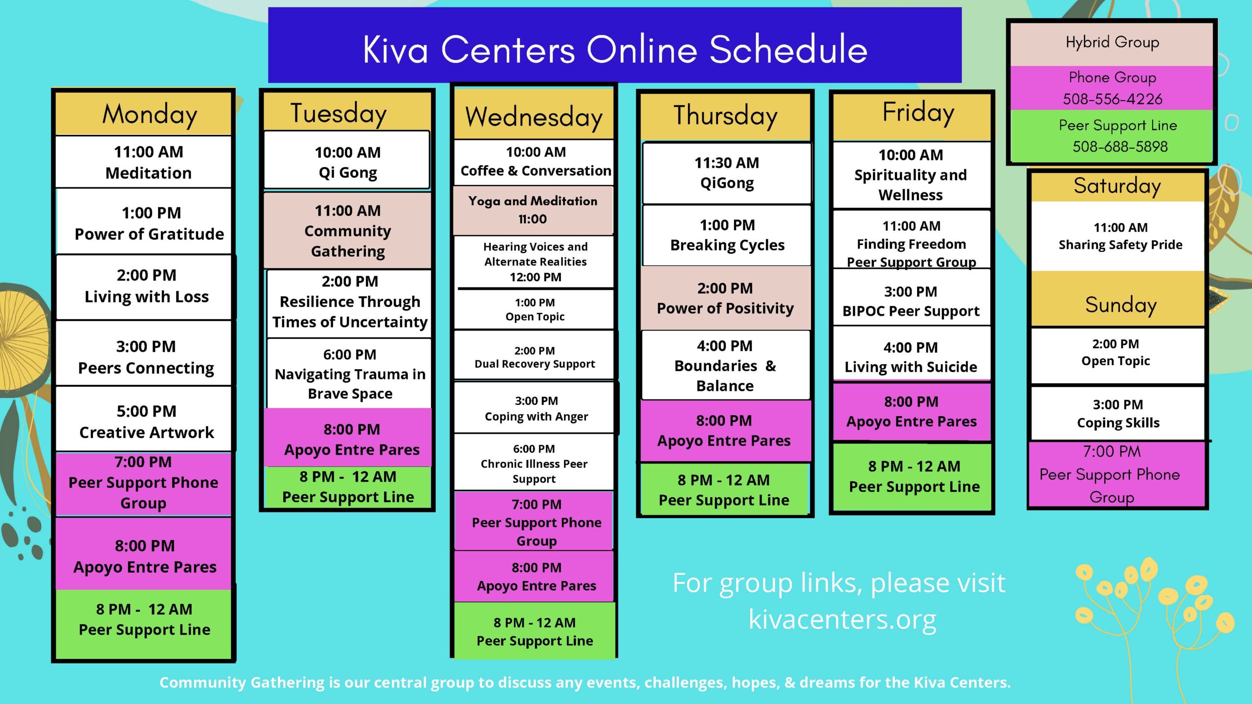 Kiva Peer Support Groups Join our Online Community Kiva Centers